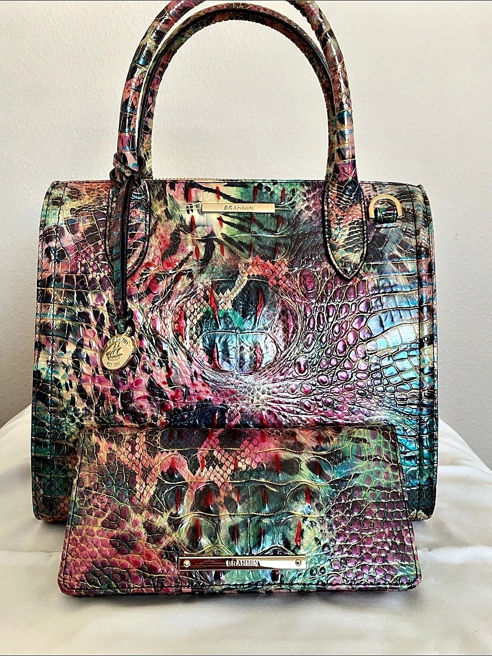 Brahmin small Caroline Shapeshifter and matching Addy wallet, EUC
